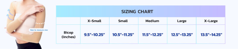 sizing chart I-Cheer Arm Surgery Compression Sleeves