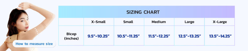 Sizing chart I-CHEER ARM SURGERY COMPRESSION SLEEVES 