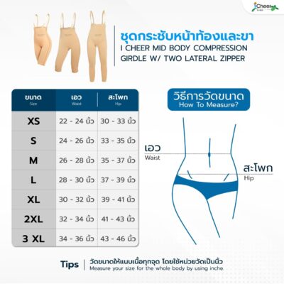 ตารางไซส์ชุดกระชับสัดส่วนผ๔้หญิง icheer